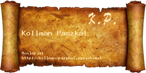 Kollman Paszkál névjegykártya